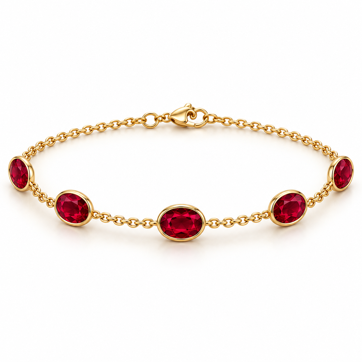 MISSISSI Five Scarlet Notes Lab-Grown Ruby Bracelet, main view; design visualization