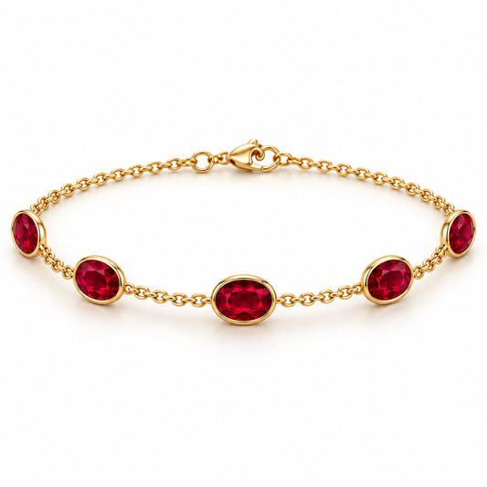 MISSISSI Five Scarlet Notes Lab-Grown Ruby Bracelet, main view; design visualization