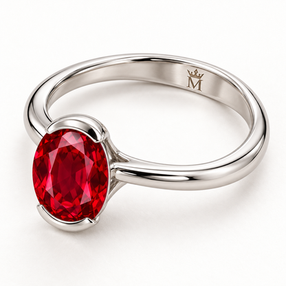 MISSISSI Ruby Stillwater Lab-Grown Ruby Ring, reverse setting detail; design visualization