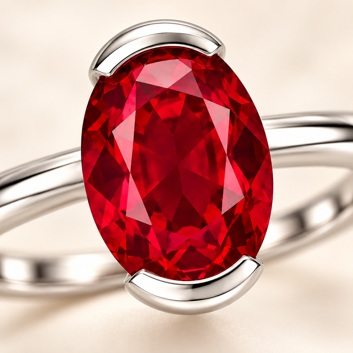 MISSISSI Ruby Stillwater Lab-Grown Ruby Ring, close gemstone detail; design visualization
