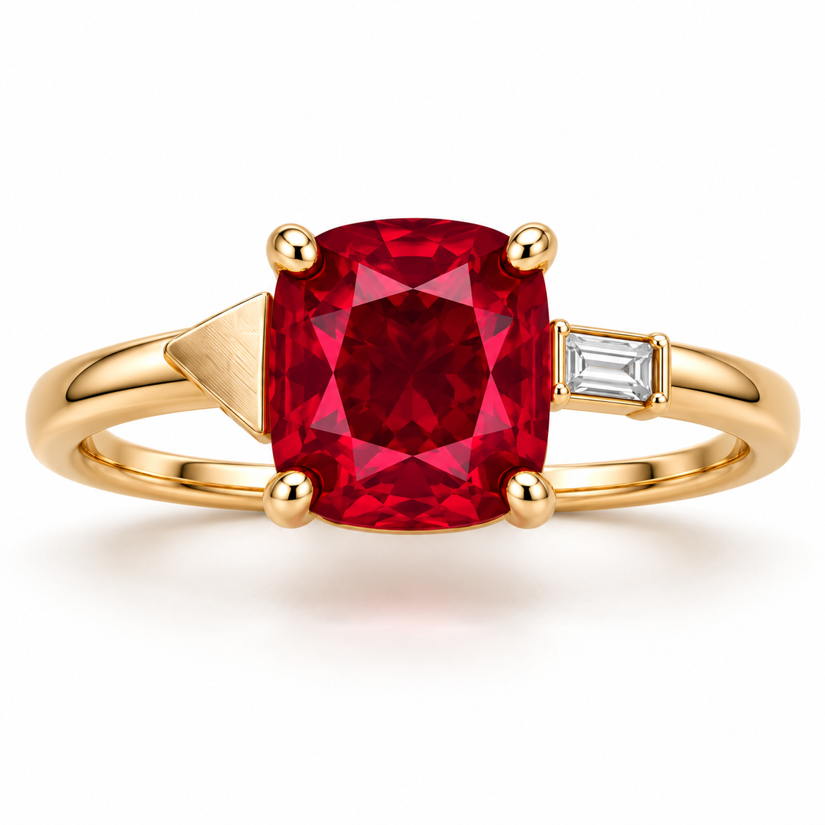 MISSISSI Scarlet Offset Lab-Grown Ruby & Diamond Ring, main view; design visualization