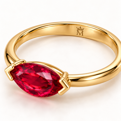MISSISSI Ruby Solstice Lab-Grown Ruby Ring, reverse setting detail; design visualization