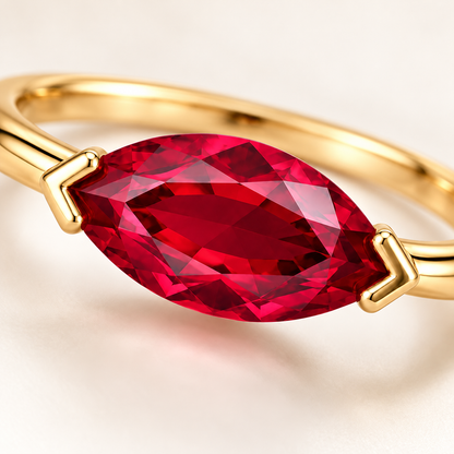 MISSISSI Ruby Solstice Lab-Grown Ruby Ring, close gemstone detail; design visualization
