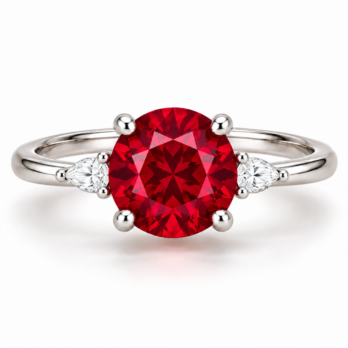 MISSISSI Crimson Trio Lab-Grown Ruby & Diamond Ring, main view; design visualization