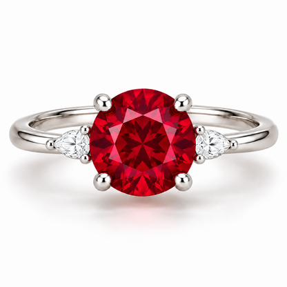 MISSISSI Crimson Trio Lab-Grown Ruby & Diamond Ring, main view; design visualization