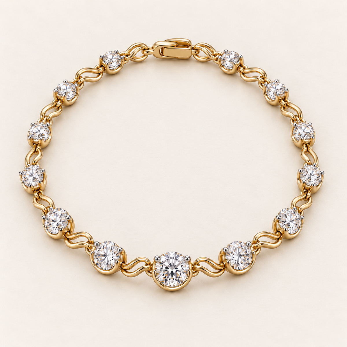 AI design visualization of Starstream Graduated Lab-Grown Diamond Bracelet — flat lay