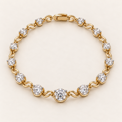 AI design visualization of Starstream Graduated Lab-Grown Diamond Bracelet — flat lay