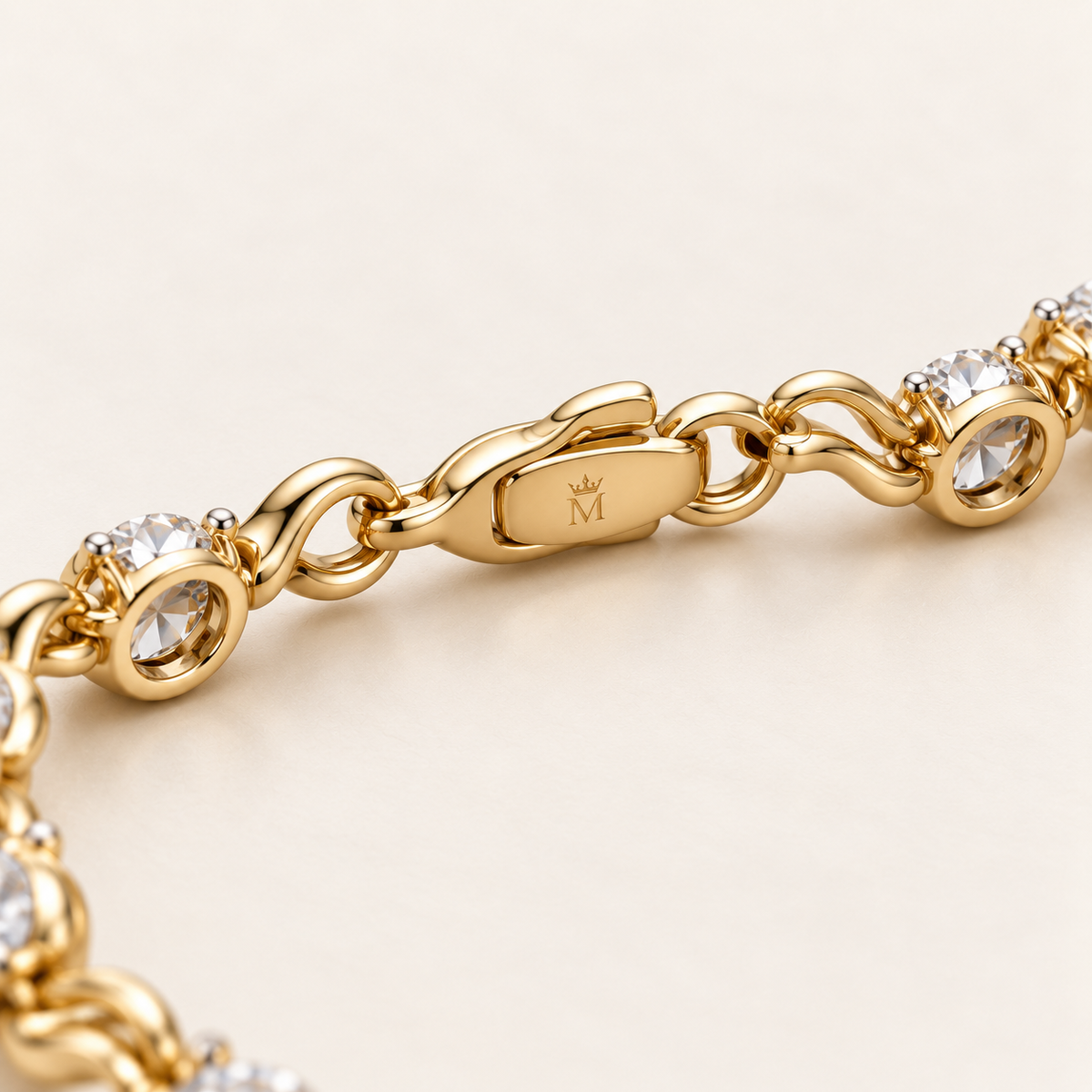 AI design visualization of Starstream Graduated Lab-Grown Diamond Bracelet — clasp underside engraving