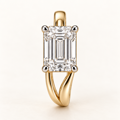 AI design visualization of Steplight Emerald-Cut Lab-Grown Diamond Huggie Earrings — front/top