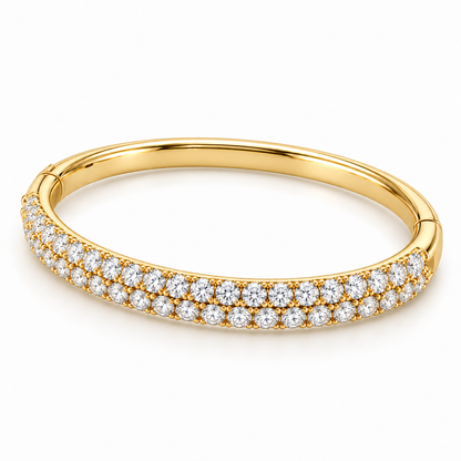 MISSISSI twin-row lab-grown diamond oval bangle in yellow gold, alternate oval design view