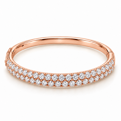 MISSISSI twin-row lab-grown diamond oval bangle in rose gold, front three-quarter design view