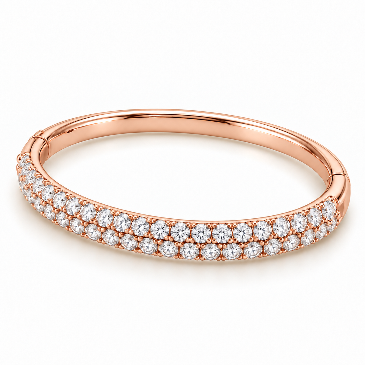 MISSISSI twin-row lab-grown diamond oval bangle in rose gold, alternate oval design view