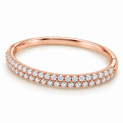 MISSISSI twin-row lab-grown diamond oval bangle in rose gold, alternate oval design view