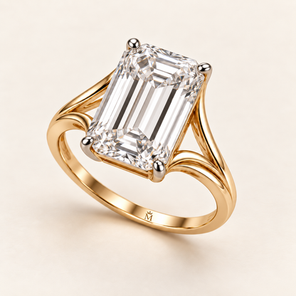 AI design visualization of Twin Tide Emerald-Cut Lab-Grown Diamond Ring — hero