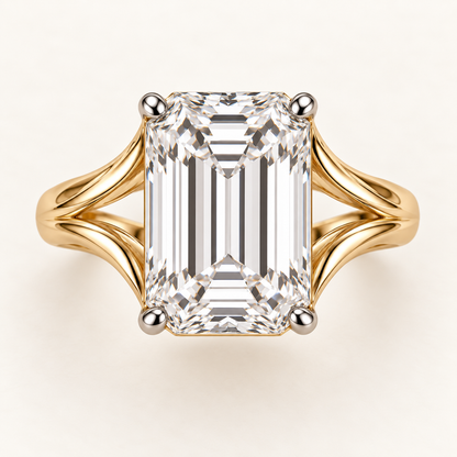AI design visualization of Twin Tide Emerald-Cut Lab-Grown Diamond Ring — top