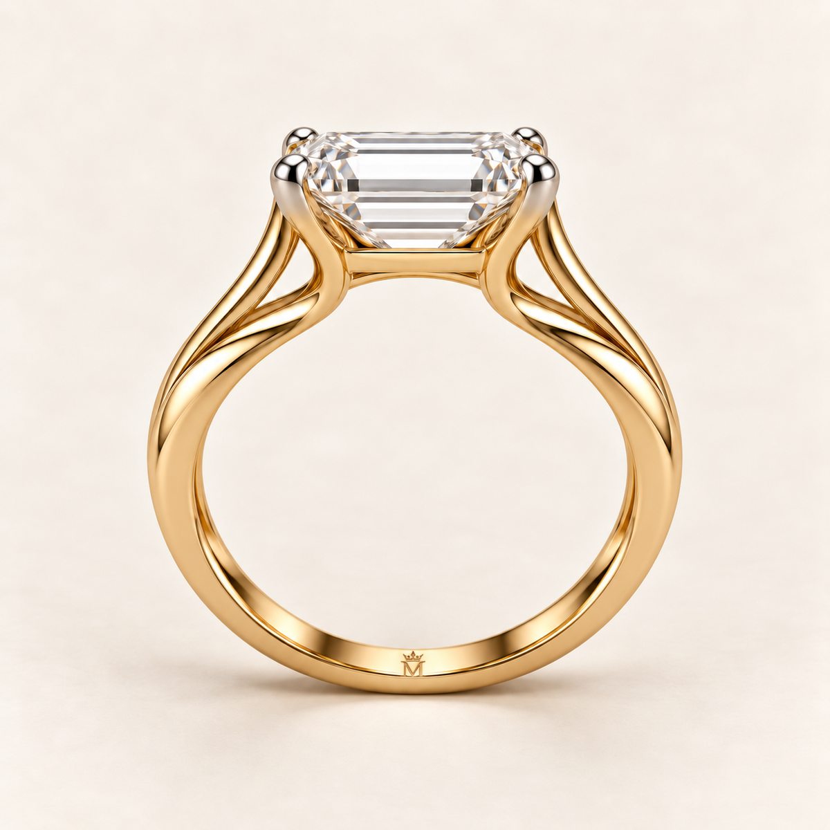 AI design visualization of Twin Tide Emerald-Cut Lab-Grown Diamond Ring — side