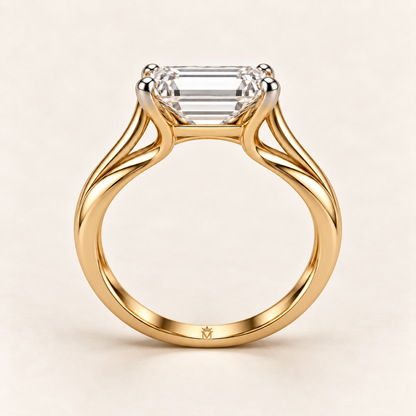 AI design visualization of Twin Tide Emerald-Cut Lab-Grown Diamond Ring — side