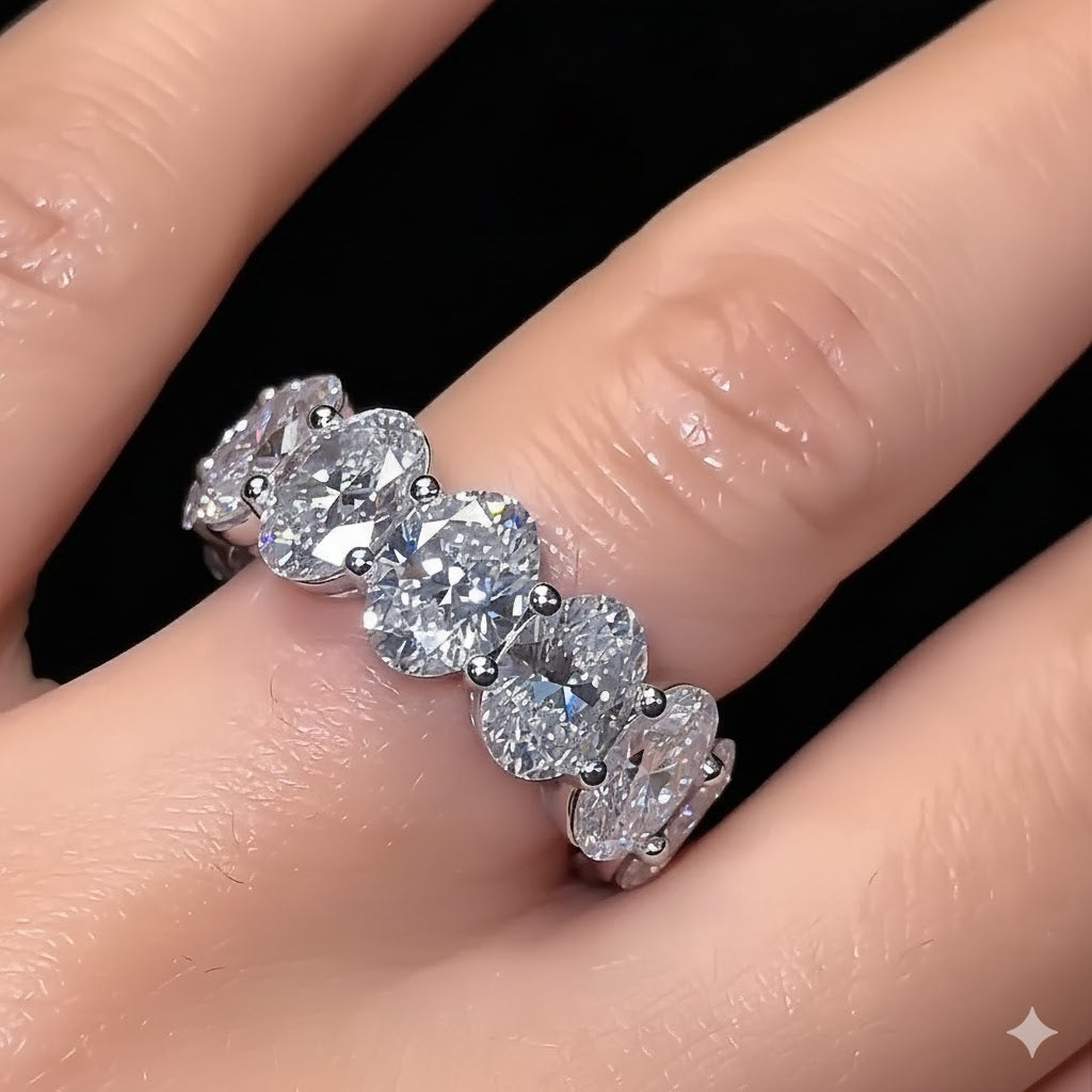 D VVS Lab Grown Diamond Eternity Band | 14K 18K Solid Gold | Anniversary Ring