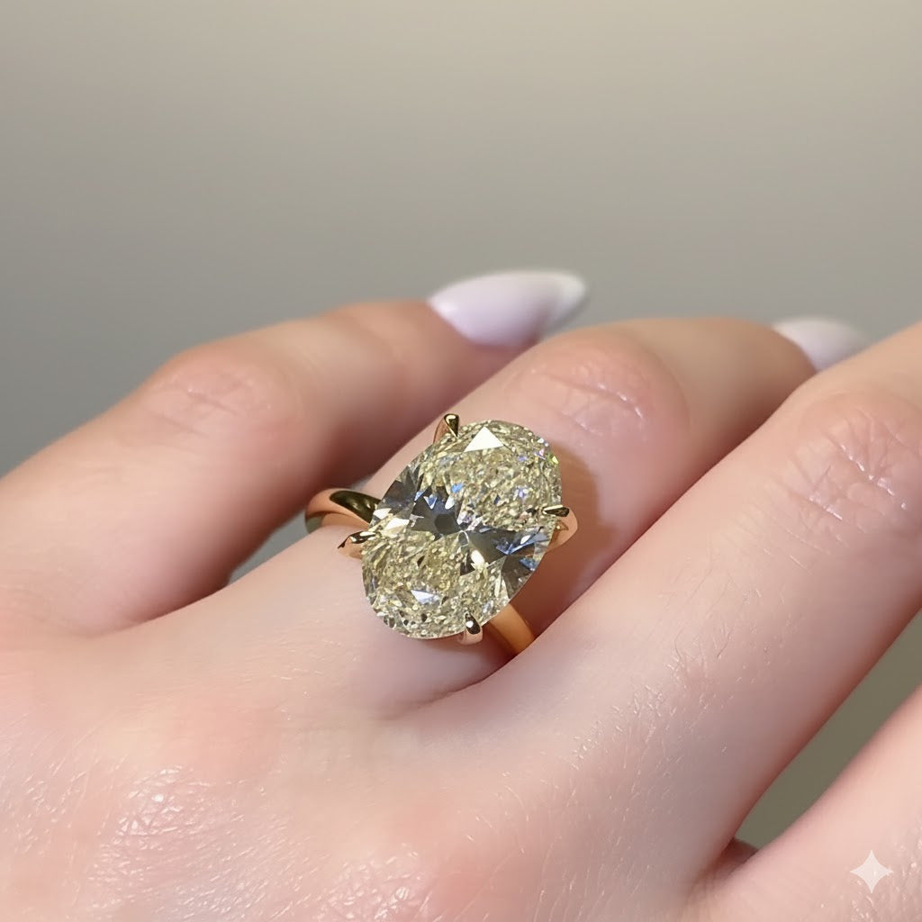 5 Carat Oval D Color VVS Lab-Grown Diamond Engagement Ring – Minimalist Luxury