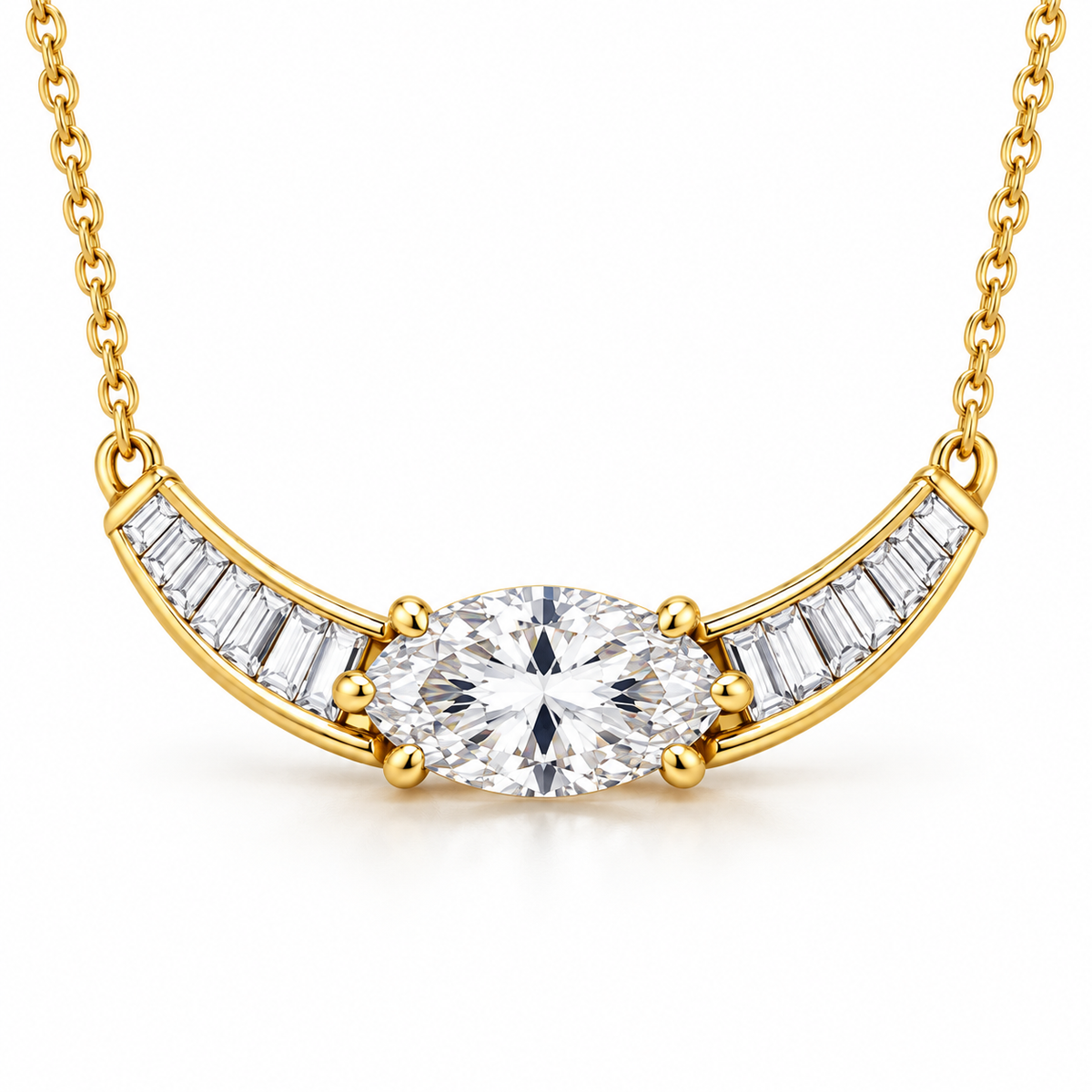 MISSISSI Oval Collar diamond necklace in yellow gold, white-background hero