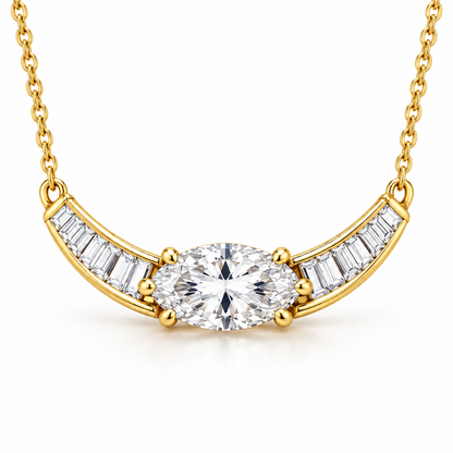 MISSISSI Oval Collar diamond necklace in yellow gold, white-background hero