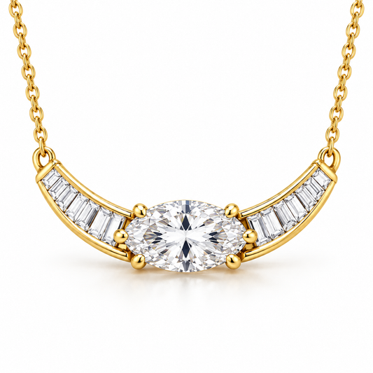 MISSISSI Oval Collar diamond necklace in yellow gold, white-background hero
