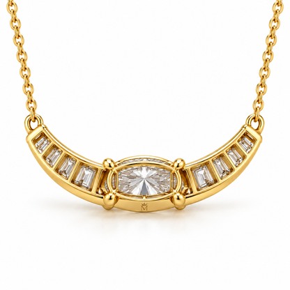 MISSISSI Oval Collar diamond necklace in yellow gold, rear setting structure
