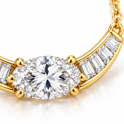 MISSISSI Oval Collar diamond necklace in yellow gold, diamond detail