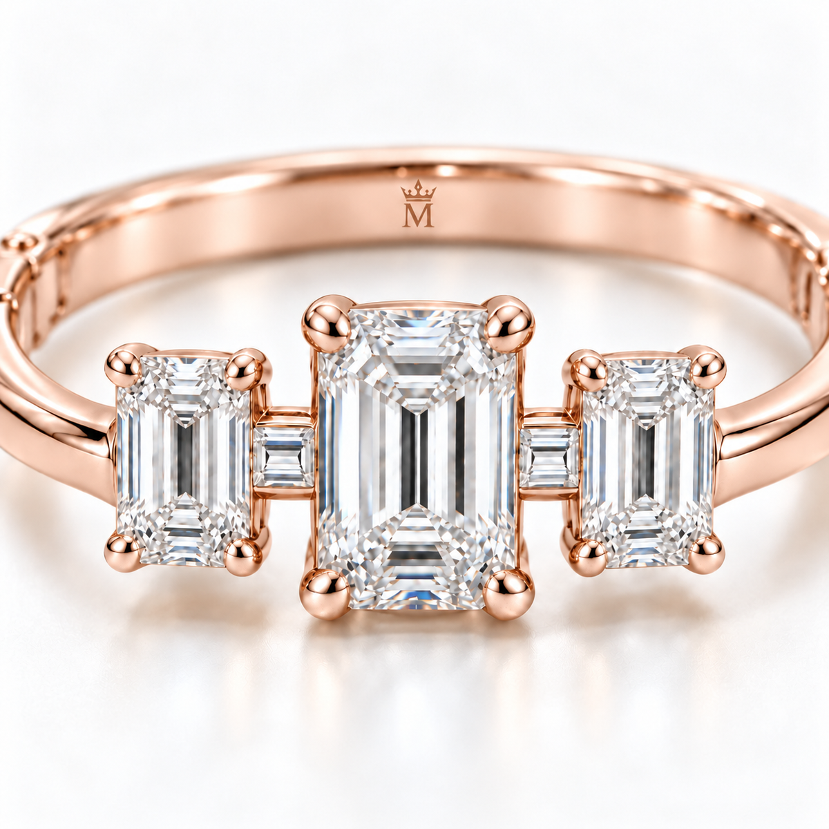 MISSISSI Emerald Ladder diamond oval bangle in pale champagne rose gold, diamond detail
