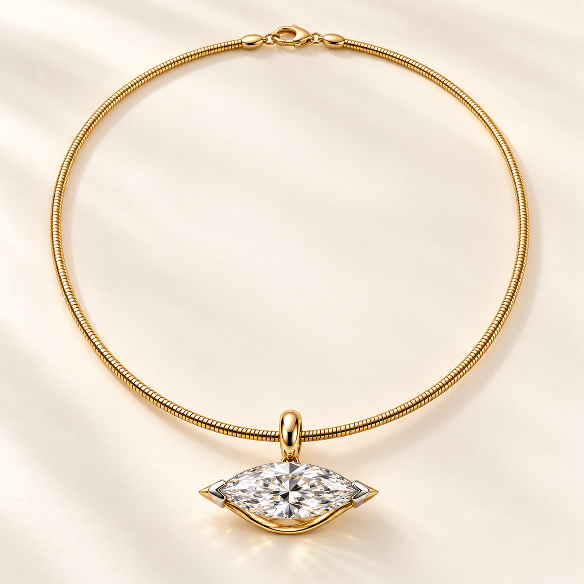 AI design visualization of Wandering Light Marquise Lab-Grown Diamond Pendant Necklace — full flat lay
