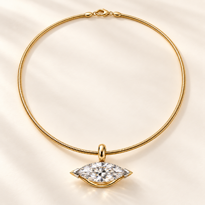 AI design visualization of Wandering Light Marquise Lab-Grown Diamond Pendant Necklace — full flat lay