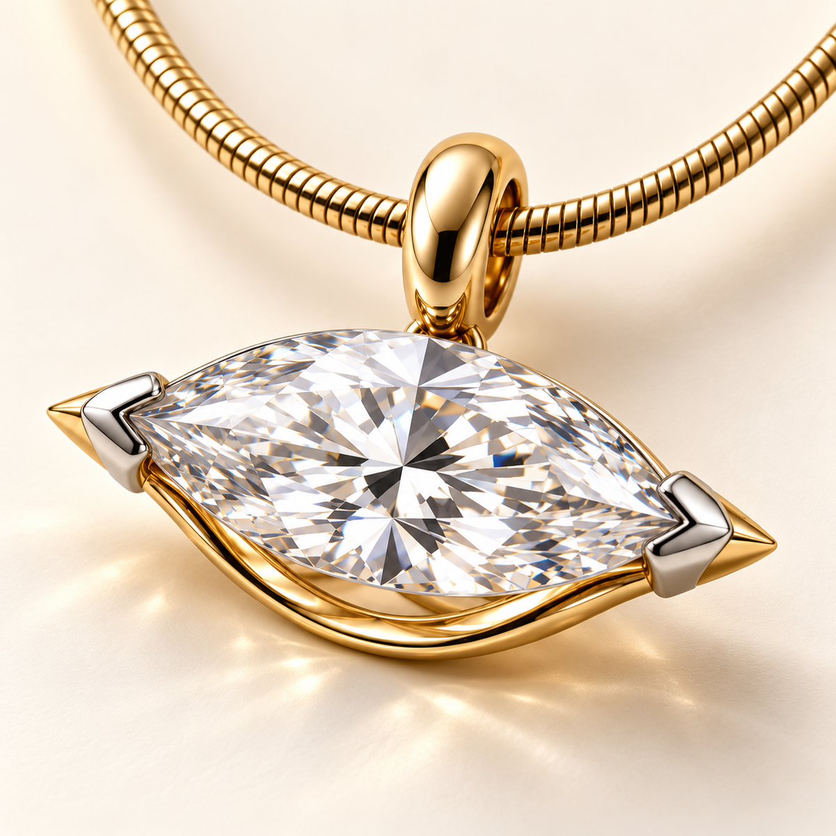 AI design visualization of Wandering Light Marquise Lab-Grown Diamond Pendant Necklace — center detail