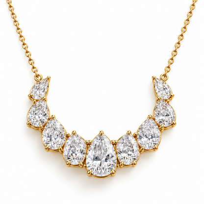MISSISSI Nine-Pear Crescent Lab-Grown Diamond Necklace in 14k yellow gold, front hero.