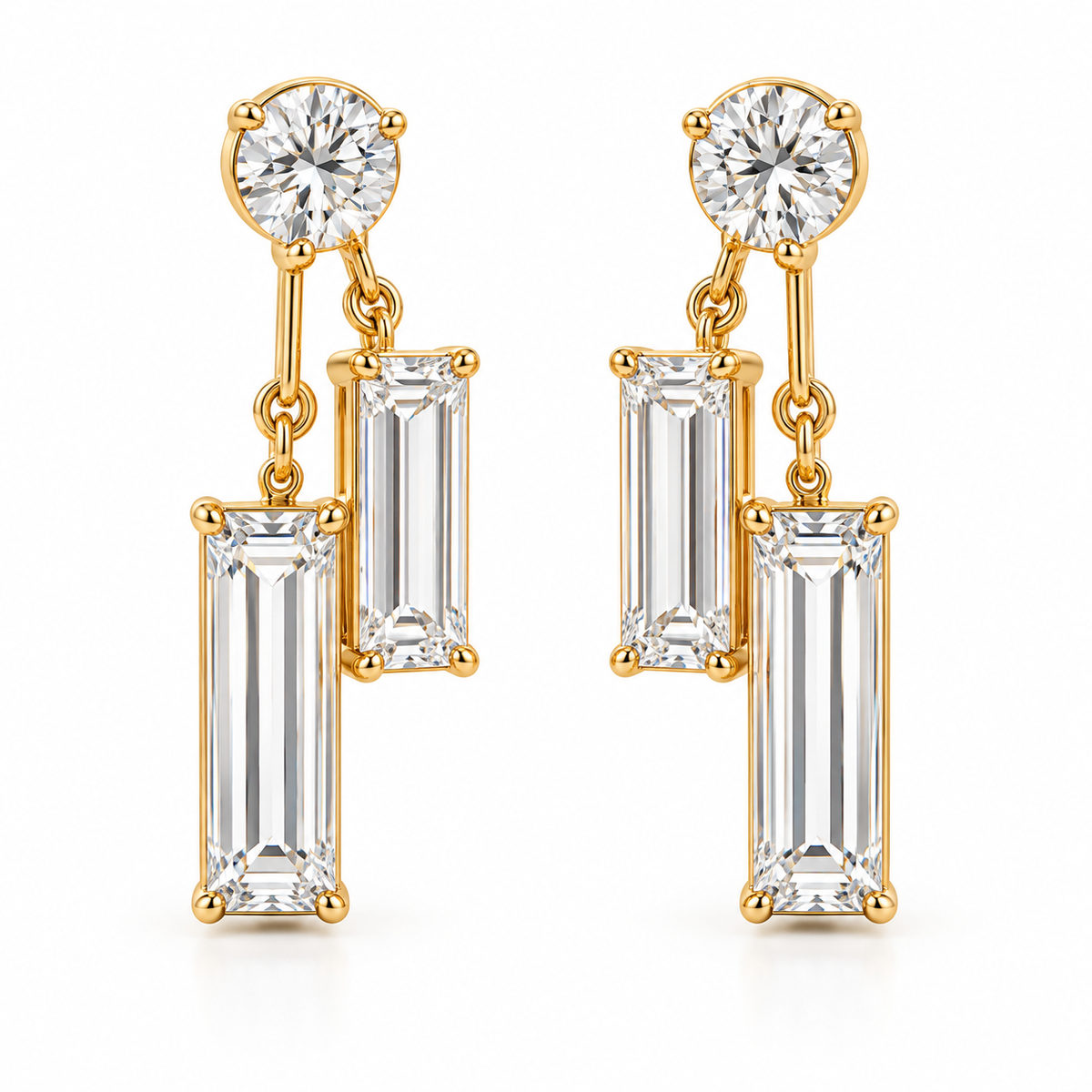 MISSISSI Diamond Parallel Lab-Grown Diamond Drop Earrings in yellow gold, front pair