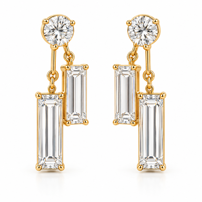MISSISSI Diamond Parallel Lab-Grown Diamond Drop Earrings in yellow gold, front pair