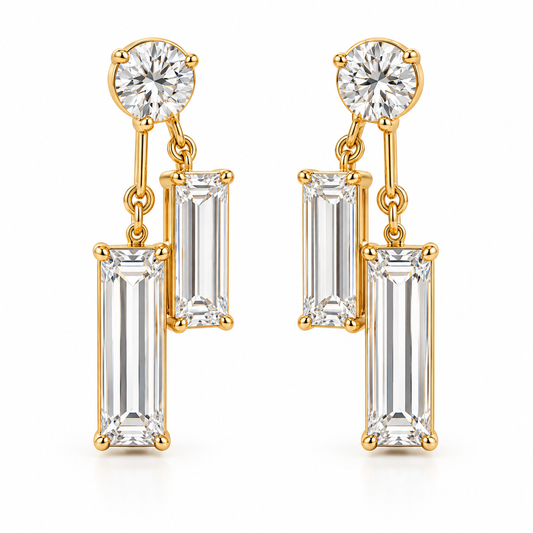 MISSISSI Diamond Parallel Lab-Grown Diamond Drop Earrings in yellow gold, front pair