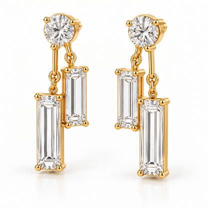MISSISSI Diamond Parallel Lab-Grown Diamond Drop Earrings in yellow gold, three-quarter pair