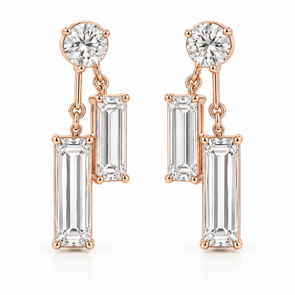 MISSISSI Diamond Parallel Lab-Grown Diamond Drop Earrings in rose gold, front pair